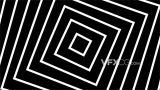 VJ视频素材黑白单调色彩正方形逆时针循环旋转