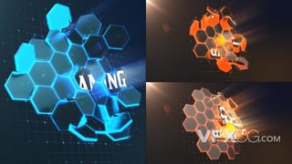 未来主义高科技六边形logo展示动画视频片头AE模板