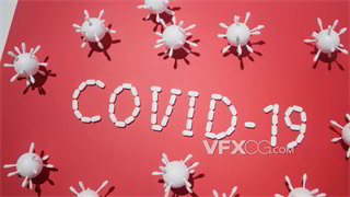 实拍视频旋转运镜拍摄药片组成新型冠状病毒字样