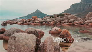 实拍视频旅游宣传片段推镜拍摄海边礁石