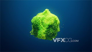 背景视频素材团簇状绿藻粒子雀跃跳动4K分辨率
