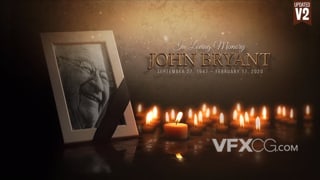 蜡烛相框场景展示照片动画葬礼纪念人物相册视频AE模板