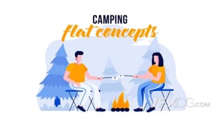 野营度假烧烤动态图标元素平面设计动画视频AE模板