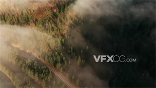实拍视频无人机俯拍森林迷雾仙境美景4K分辨率