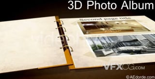 3D时尚现代相册簿翻开显示照片动画视频相册AE模板