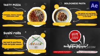餐厅饮食快餐沙拉食物菜单宣传广告促销视频AE模板