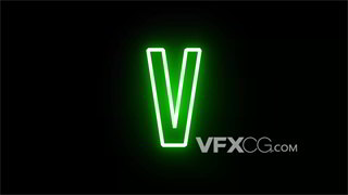 元素视频素材荧光线条组成V字形状英文字母