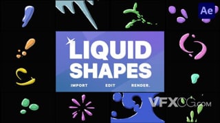 手绘卡通液体流动飞溅动态元素动画效果视频AE模板