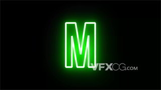 元素视频素材荧光线条组成M字形状英文字母
