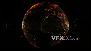 背景视频素材3D橙色粒子地球循环旋转4K分辨率