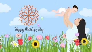 手绘庆祝母亲节感激养育之恩简洁视频片头AE模板