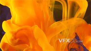 背景视频素材橙色艳丽墨水与水融合弥漫四周4K分辨率