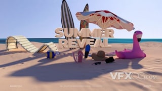 夏日阳光沙滩泳池开场视频片头短片制作AE模板