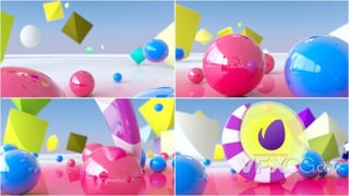 3D圆盘球上下弹跳场景设计logo动画视频片头AE模板