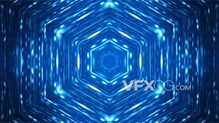 VJ视频素材冰雪蓝色六边形图案循环发光闪烁
