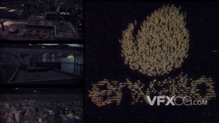 3D黑夜房屋亮灯汇集logo动画视频片头AE模板