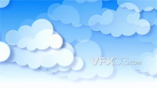 背景视频素材卡通蓝天白云快速飘动动画