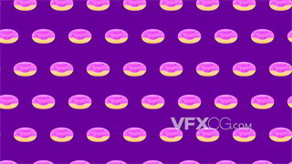 背景视频素材甜品店创意广告拍摄紫色背景甜甜圈