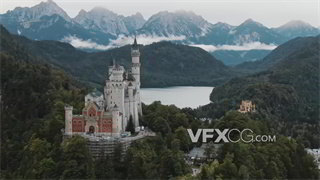 实拍视频全景高空拍摄浪漫古老历史悠久古堡4K分辨率