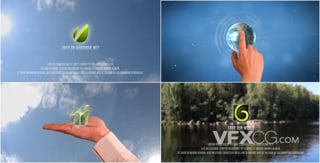 触碰式点击地球举起logo动画视频片头AE模板