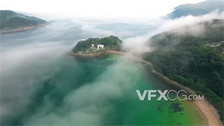 实拍视频多种角度俯拍山川水雾浓厚震撼景色