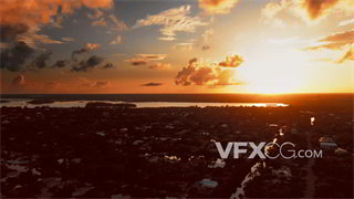 实拍视频夕阳黄昏照射整座城市全景拍摄4K分辨率