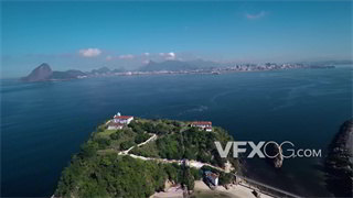 实拍视频无人机拍摄山顶楼房4K分辨率