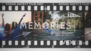 复古电影胶片滑行手绘字幕文字记忆怀念视频相册AE模板
