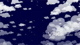 背景视频素材白云在天空中漂浮卡通动画