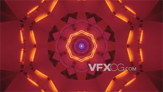 VJ视频素材颜色反转反差多彩花纹图案变化科技隧道