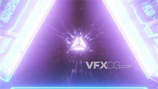 VJ视频素材紫色梦幻金属质感星空光芒科技隧道