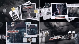 黑白画面刑侦悬疑电影展示宣传预告片视频AE模板