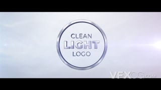 简洁白色背景立体反光logo动画视频片头AE模板