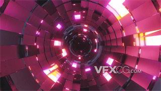 VJ视频素材圆形光环递进绚丽色彩科技隧道