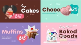 烘培店甜品美食销售菜单卡通动画视频广告片AE模板