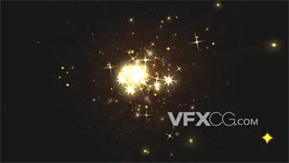 背景视频素材烟花绽放特效金色星星碰撞坠落