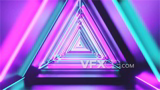 VJ视频素材阶梯状霓虹速度叠加显现科技隧道