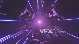 VJ视频素材紫色迷幻深邃光亮科技隧道4K分辨率