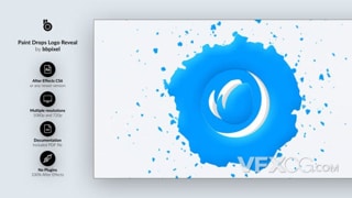 纸板剪切标志油漆滴上飞溅展示logo动画视频AE模板
