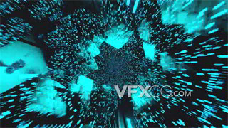 VJ视频素材粒子光源穿梭移动科技隧道