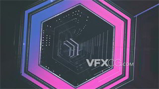 VJ视频素材科技线条感六边形穿梭隧道