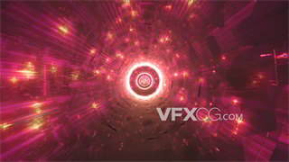 VJ视频素材星空火焰光芒缓慢穿梭科技隧道