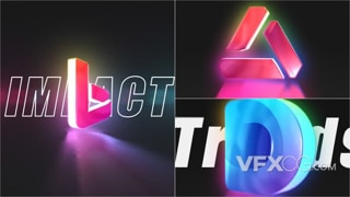 3D彩色立体标志旋转logo动画视频片头AE模板