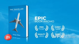 蓝色天空三维立体书籍推广宣传介绍视频AE模板