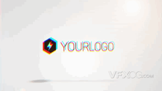 简约白色背景RGB故障logo动画视频片头AE模板