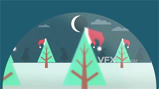 背景视频素材半弧形底色圣诞树卡通动画