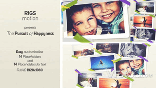 温馨粒子舞动幸福家庭纪念回忆动画视频相册AE模板