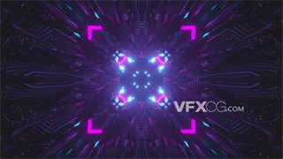 VJ视频素材框架立体色彩鲜艳延伸感科技隧道