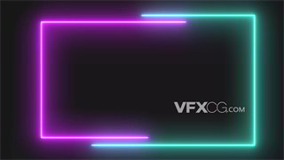 VJ视频素材双线条组合方形图案霓虹效果动画