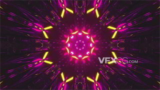 VJ视频素材荧光渐变花纹图案转变金属科技隧道